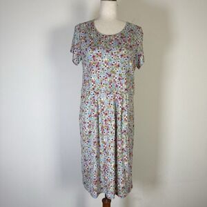 J Jill Layered Knit Dress Floral Size Small Blue Boho Cottagecore Wedding Guest